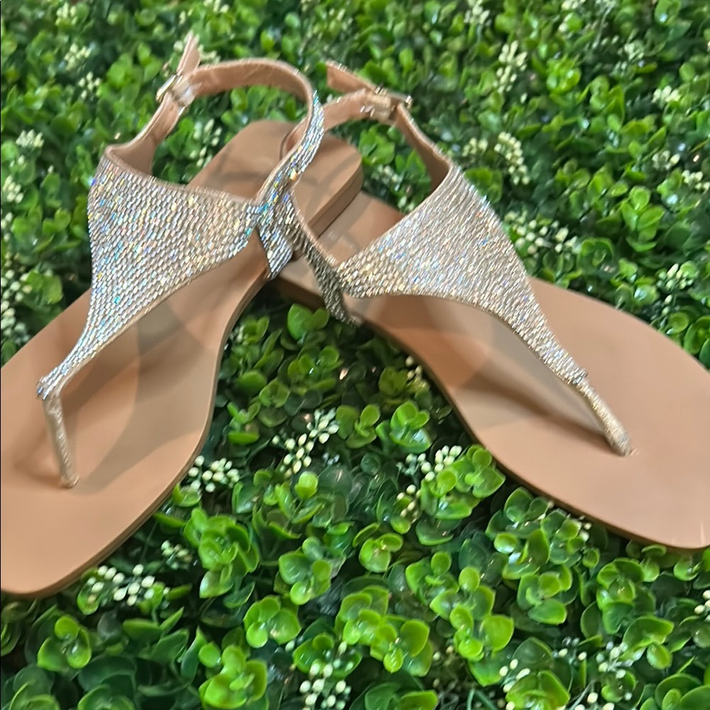 Elegant Rhinestone T-Strap Sandals